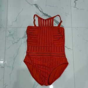Kenneth Cole Women's Orange/Red One-Piece Swimsuit